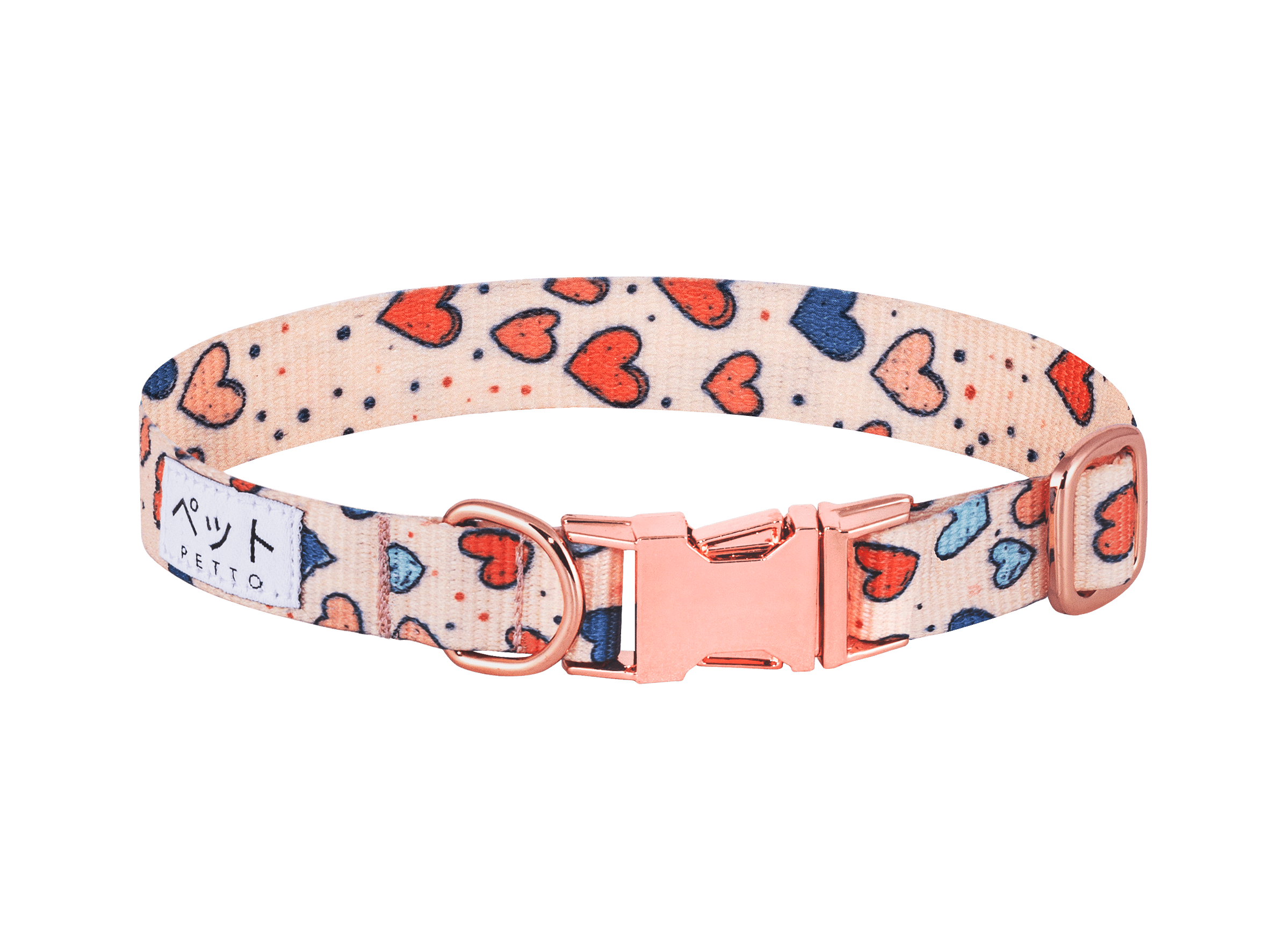 PETTO Obroża dla psa Eri Hearts / Rose Gold - Petto - Premium gear for your dog and cat. European made