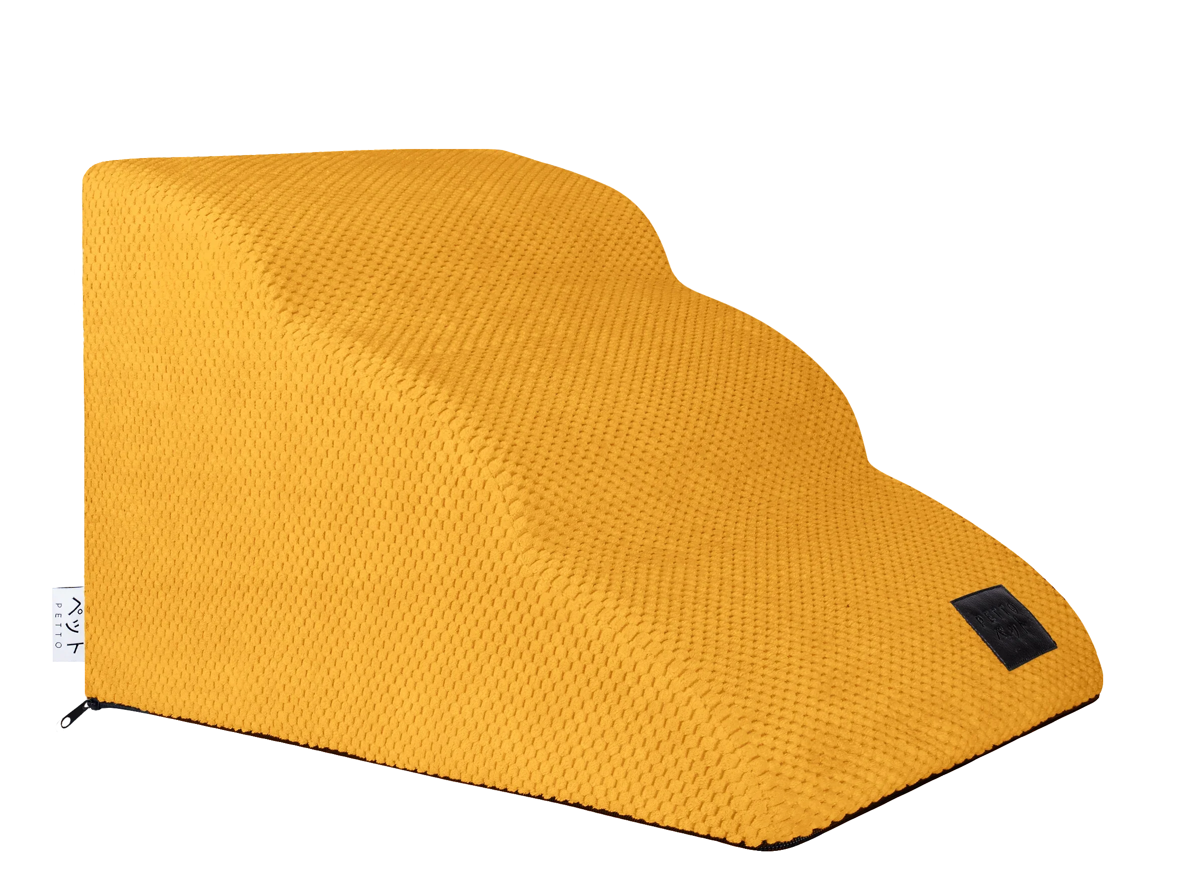 Mustard yellow textured pet ramp with gentle steps, ideal for dogs and cats