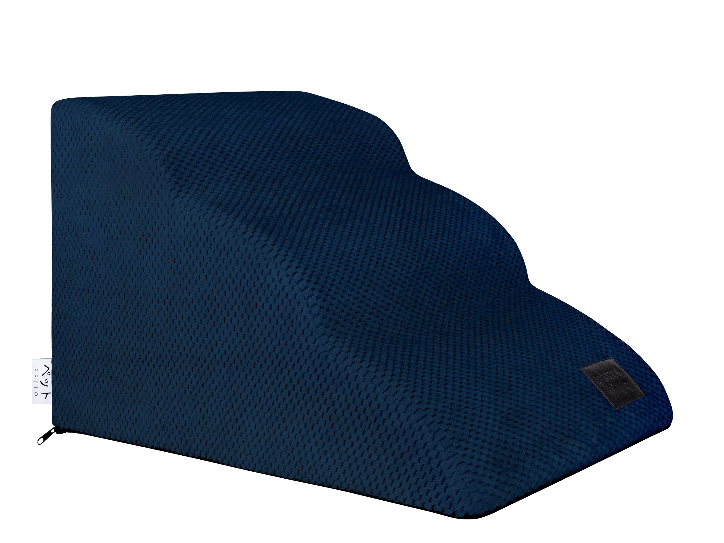 Blue pet stairs for dogs and cats with textured fabric cover, ideal for easy climbing