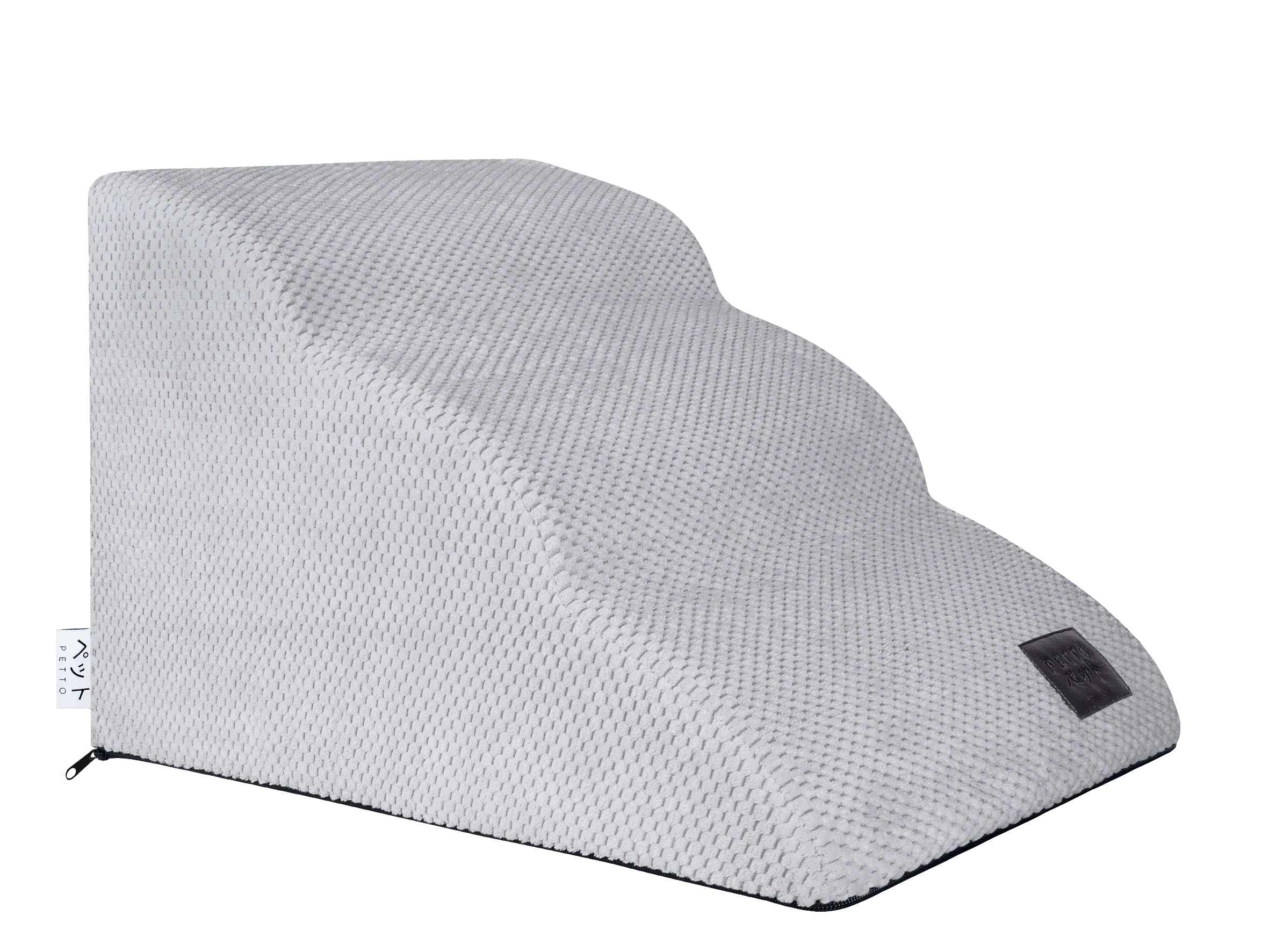 Light gray textured pet stairs for dogs and cats, ergonomic and modern design