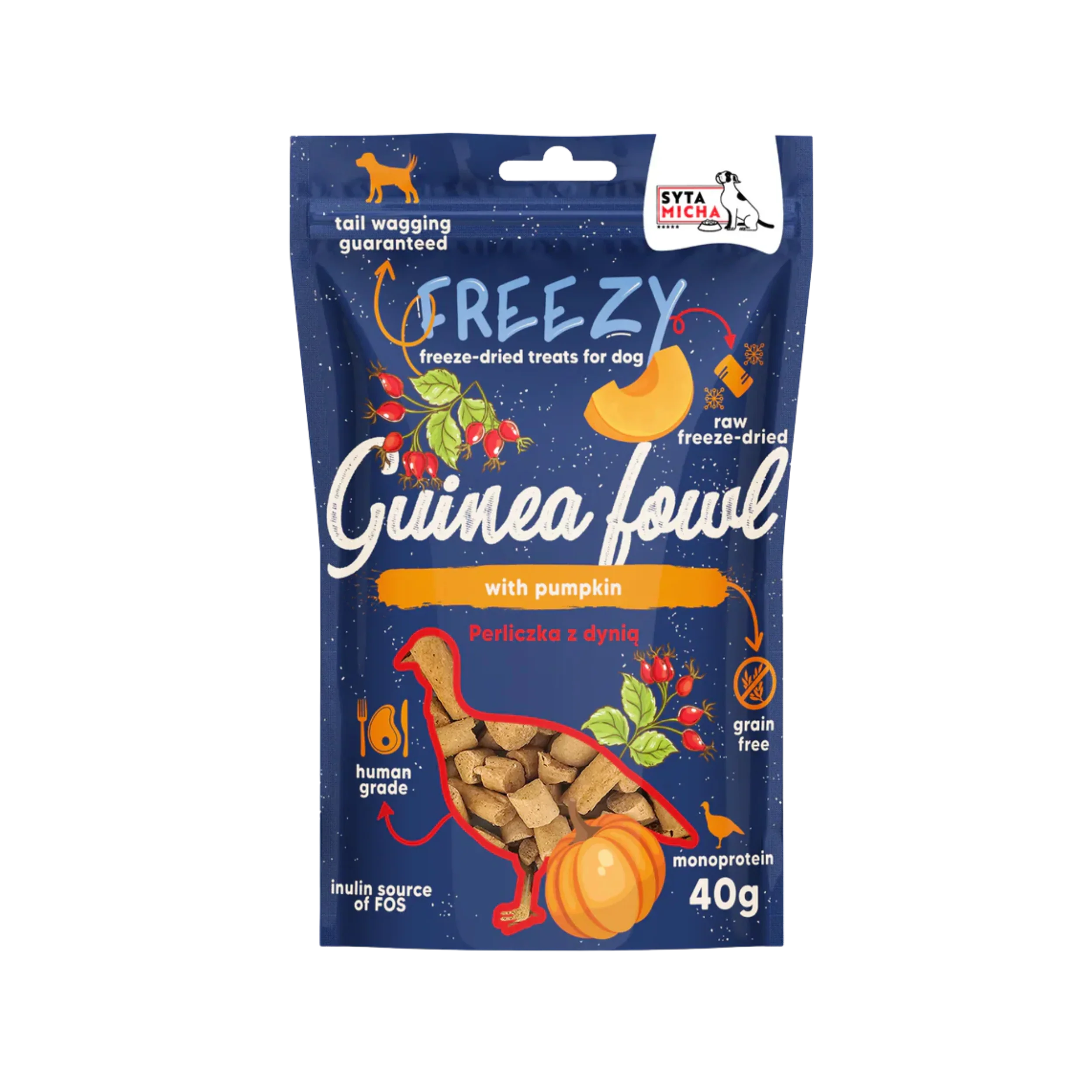 Syta Micha FREEZY Liofilizowane przysmaki dla psa Perliczka z dynią 40g