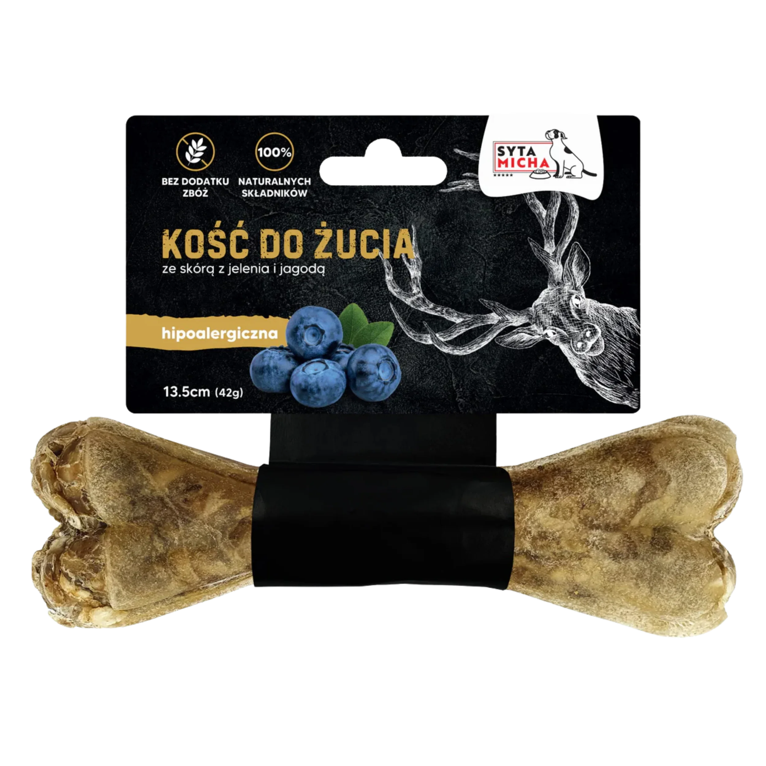 Syta Micha Kość do żucia dla psa hipoalergiczna jeleń 13,5 cm