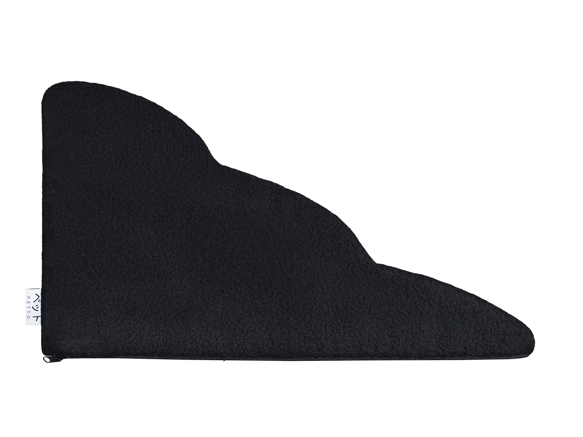 black 3-step wavy pet stairs with soft textured fabric, side view