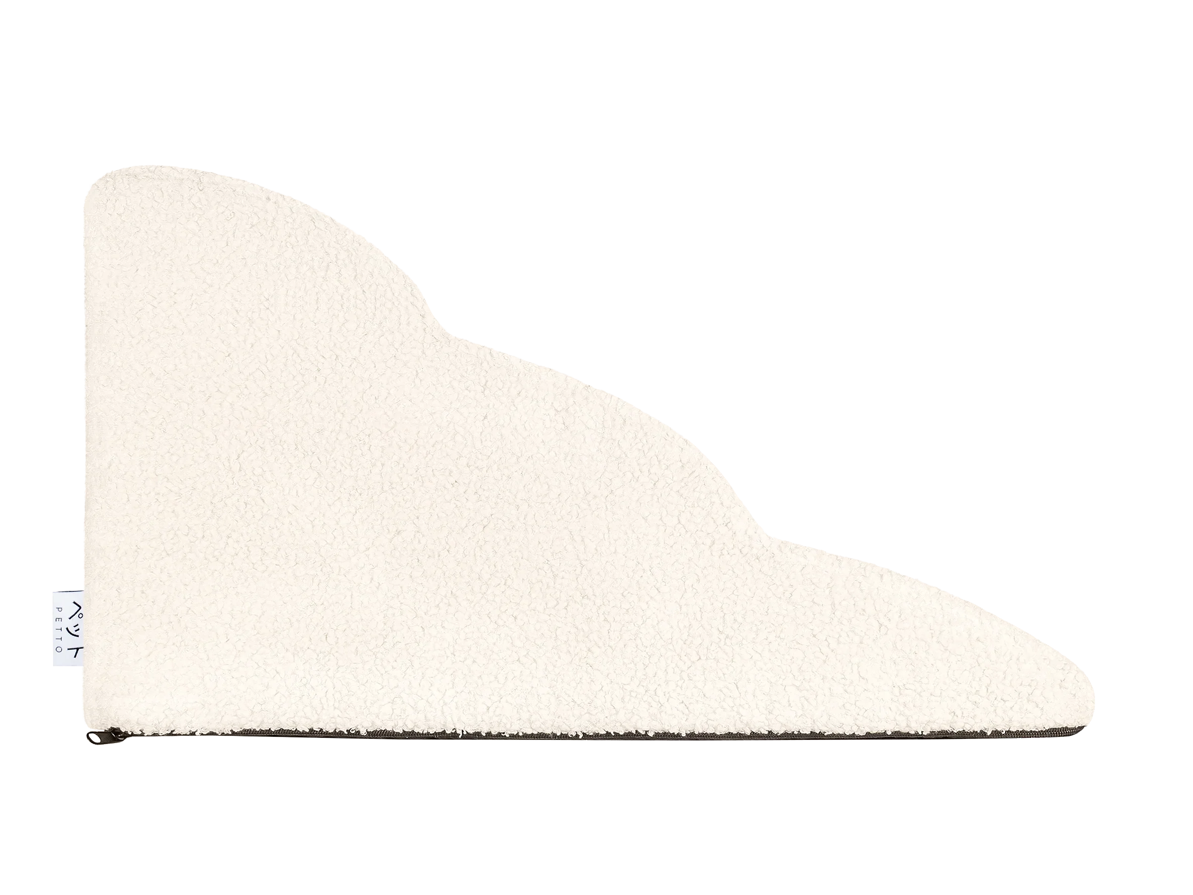 Cream-colored three-step pet stairs with wave pattern, soft textured fabric