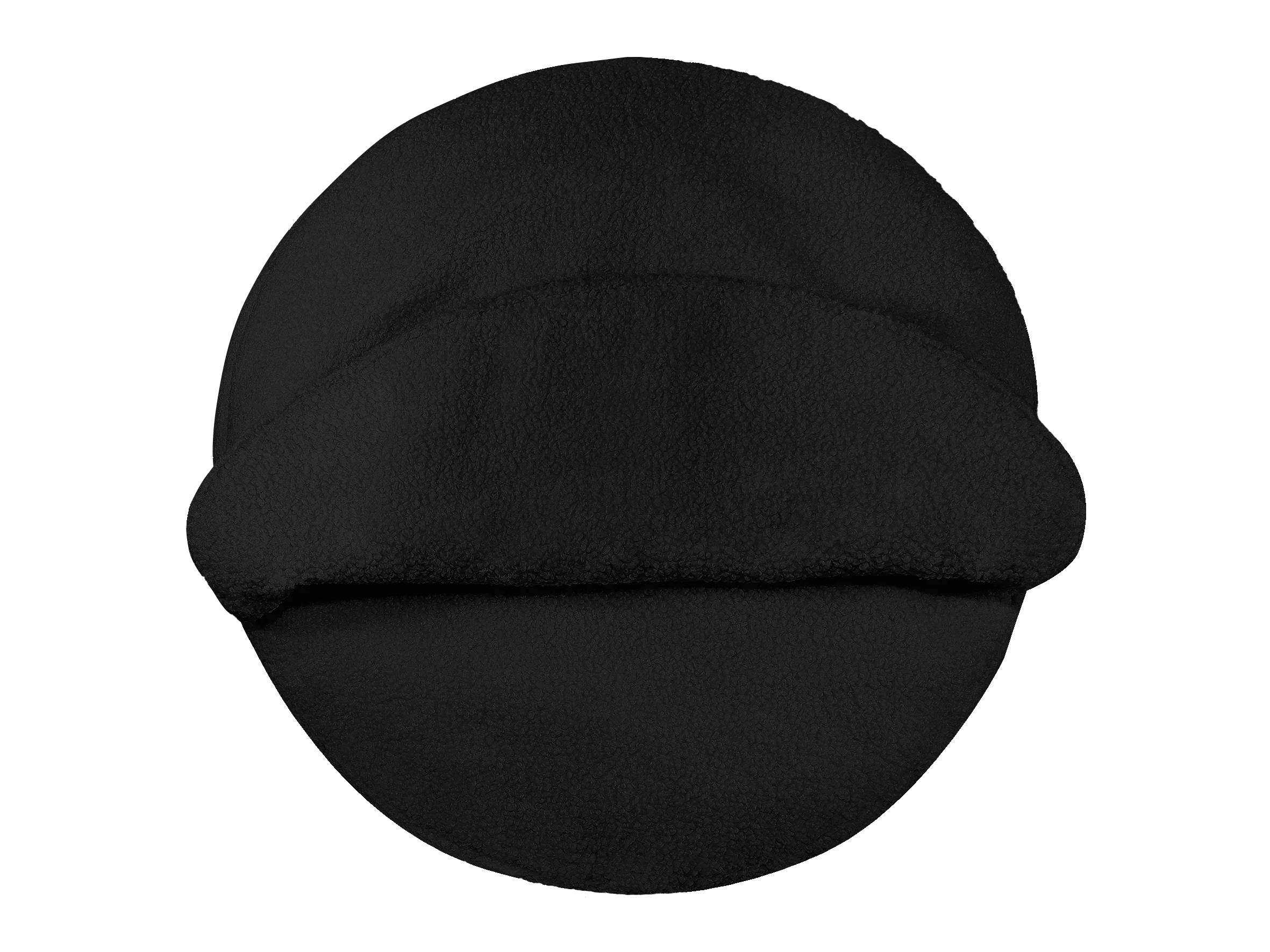 Black fleece pet bed for dogs and cats, soft round mat with raised edge