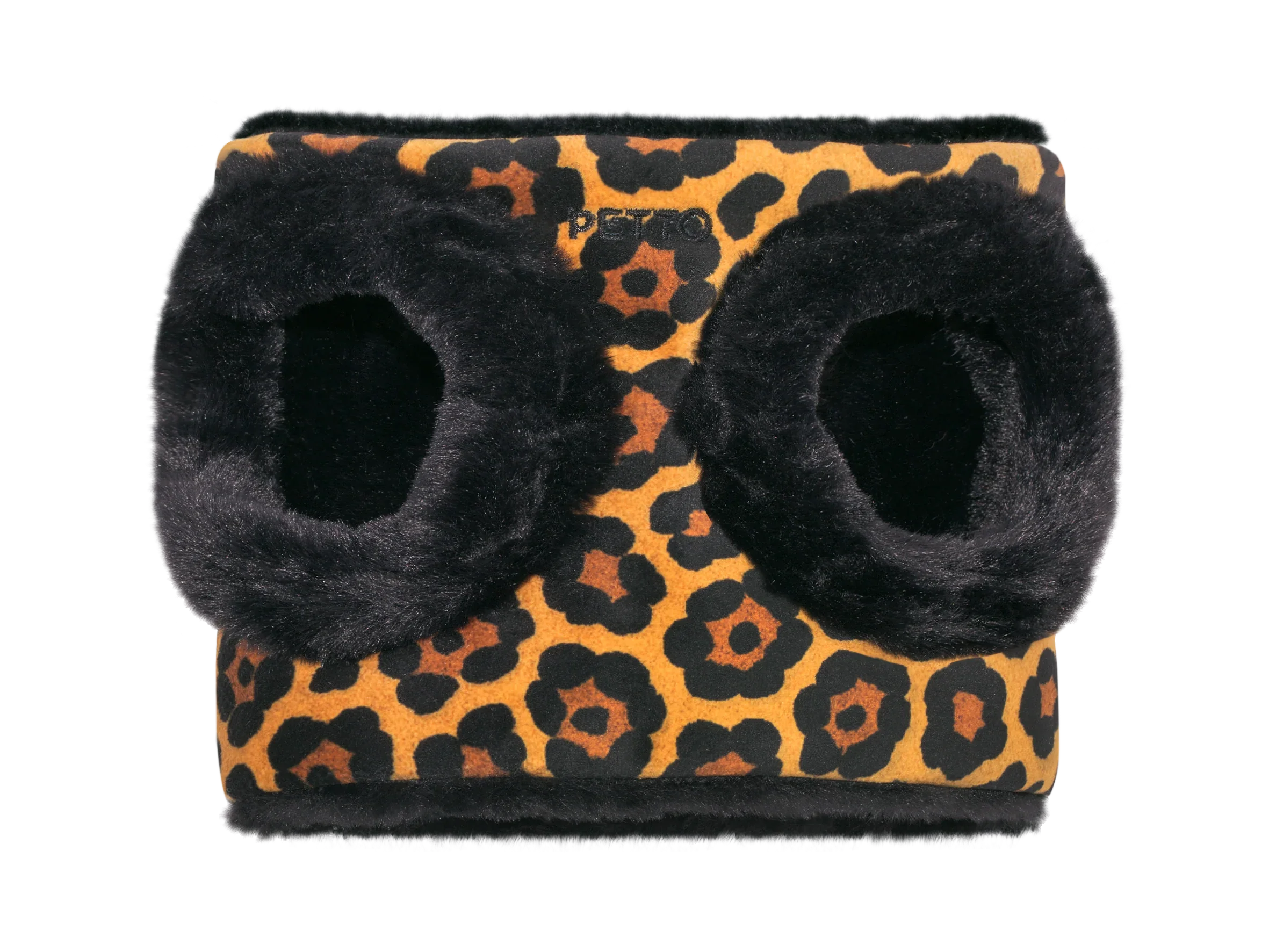 Leopard print pet vest with black faux fur trim, luxury dog or cat clothing accessory