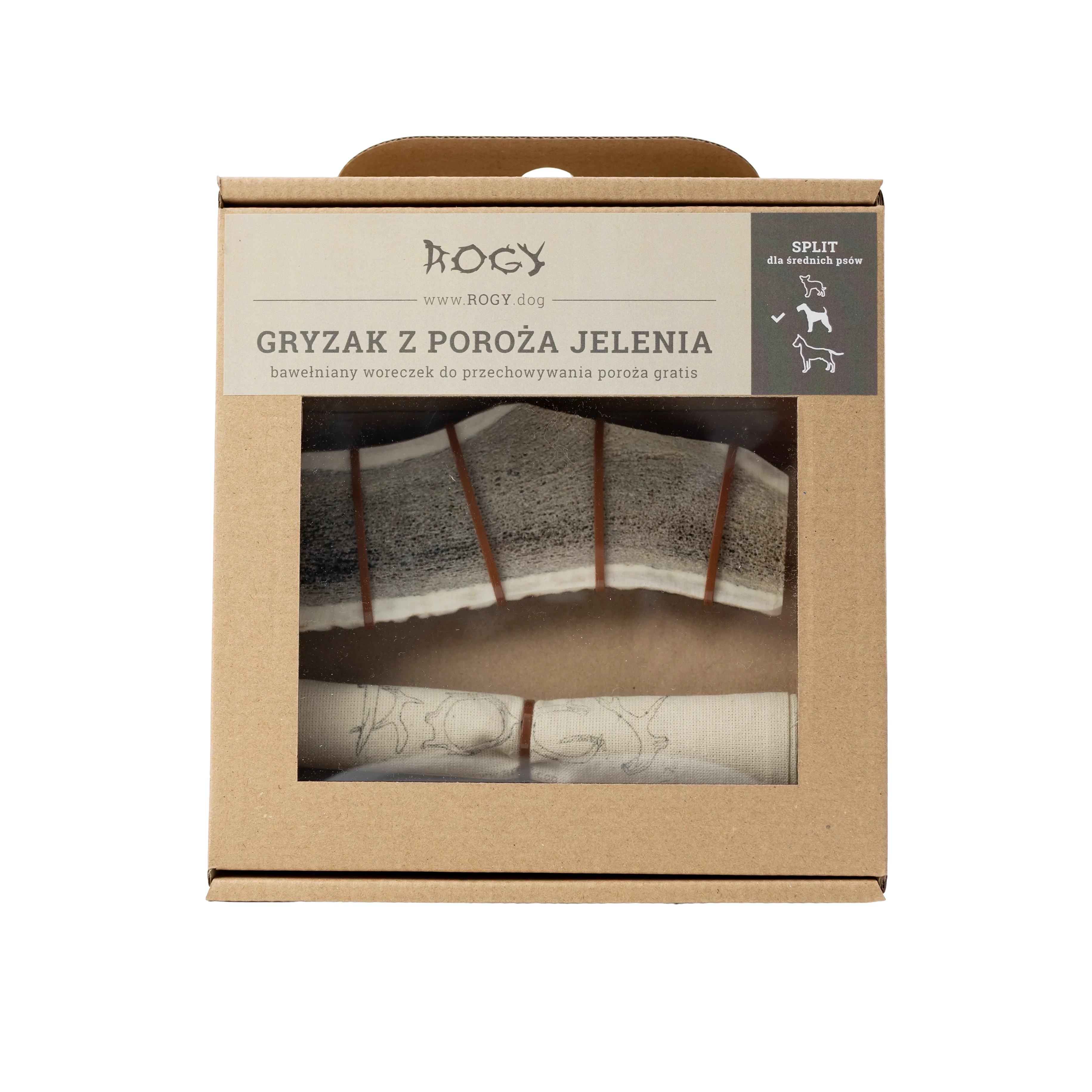 Rogy gryzak z poroża jelenia dla średnich psów 150g