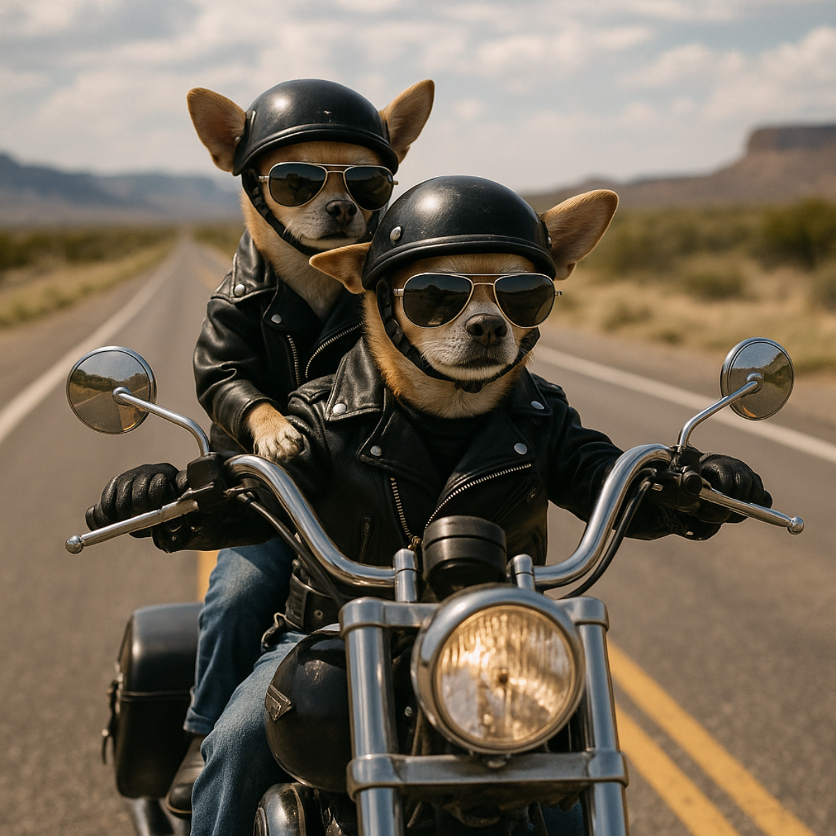 Chihuahua na motocyklu