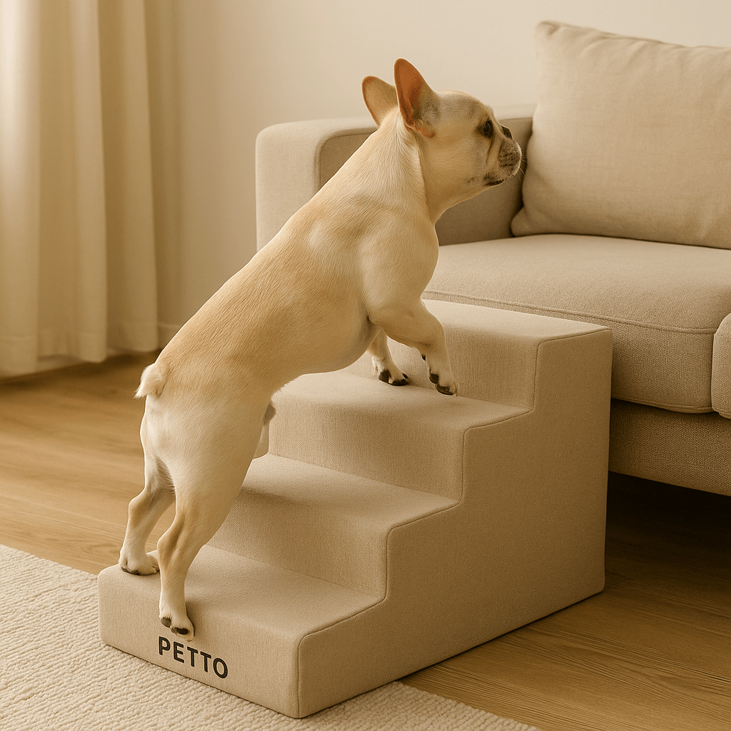 Buldog francuski na schodkach dla psa Petto