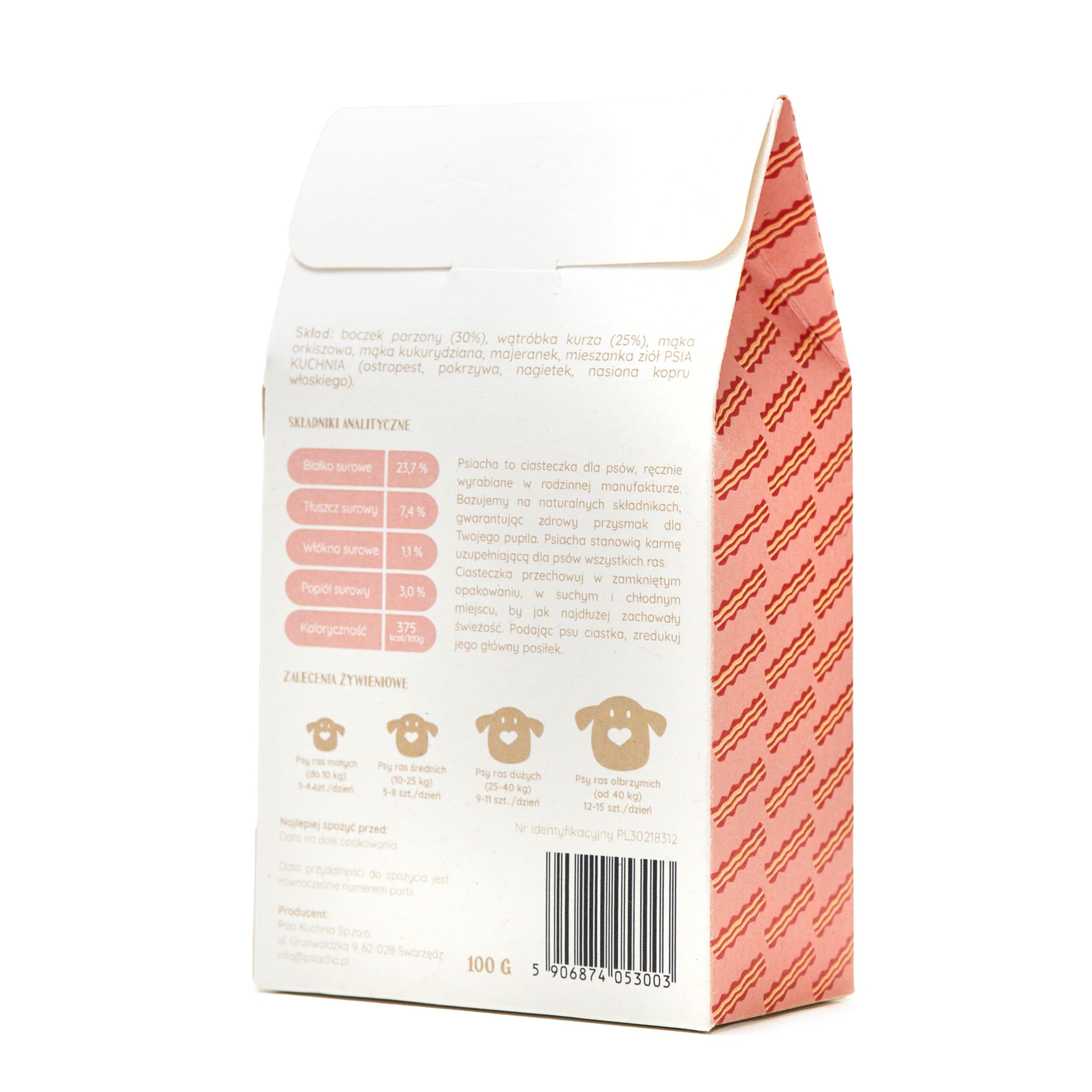 Psiacha z boczkiem 100g naturalne przysmaki dla psa - Petto - Premium gear for your dog and cat. European made