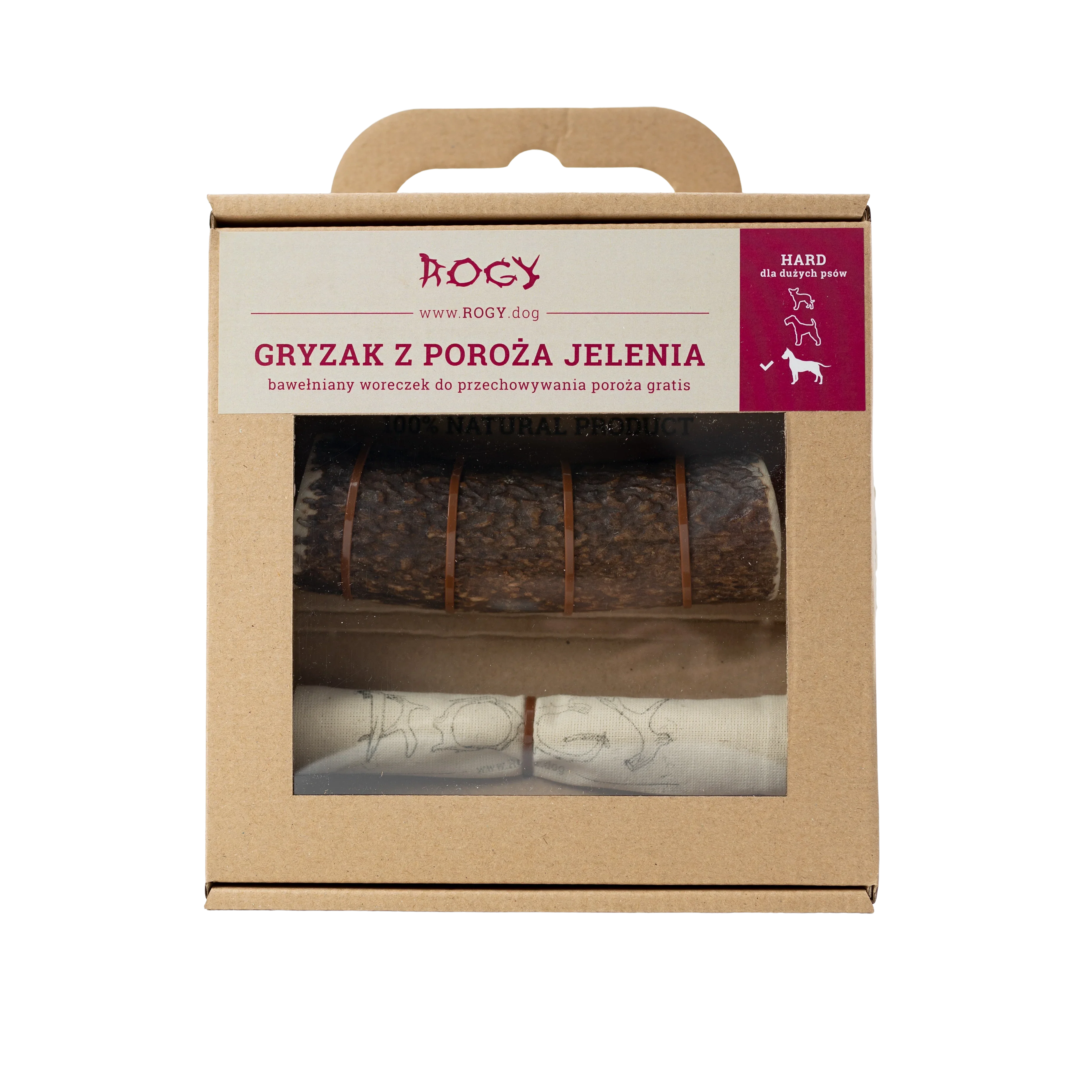 Rogy gryzak z poroża jelenia dla dużych psów 210g