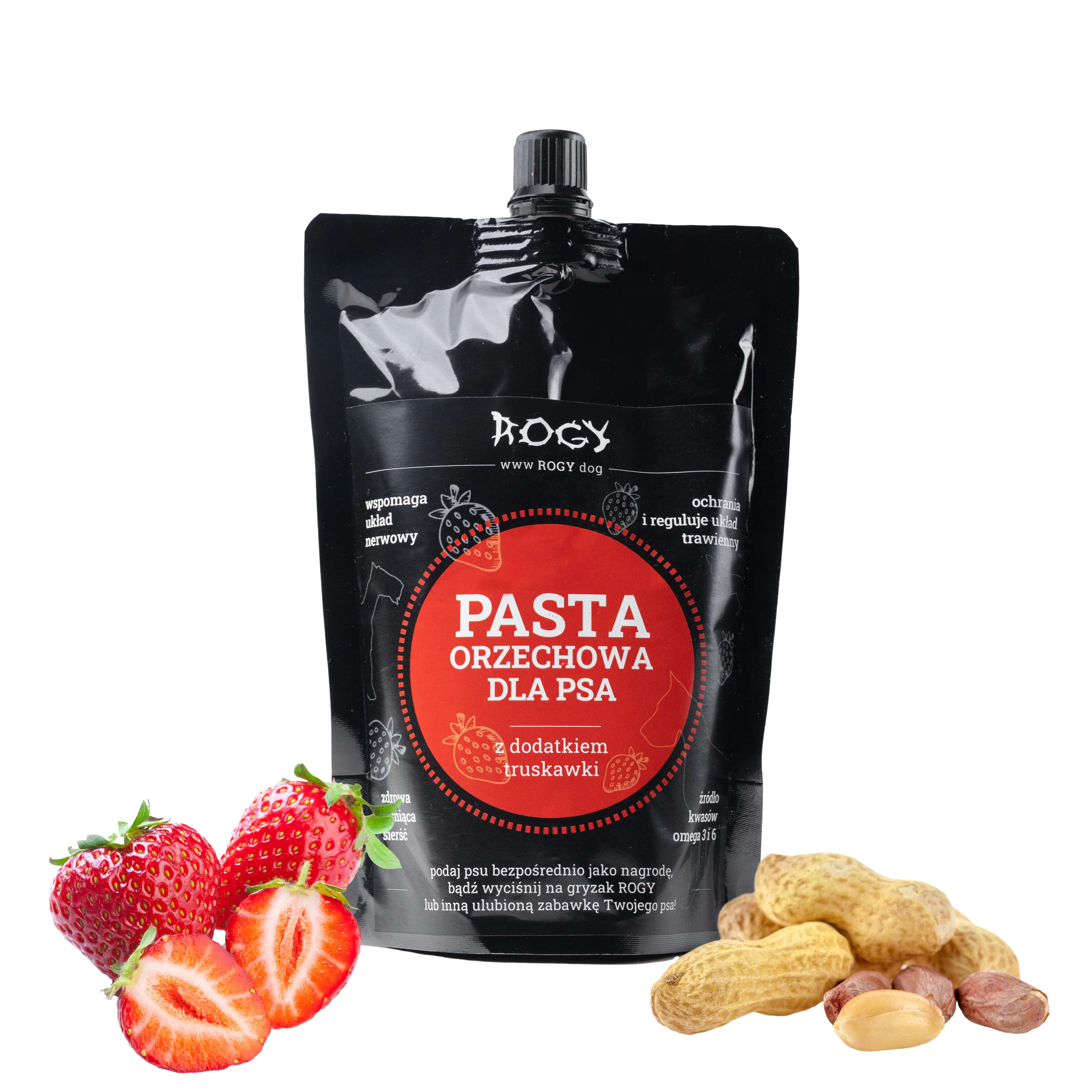 Rogy ořechová pasta pro psa s přídavkem jahod 300g