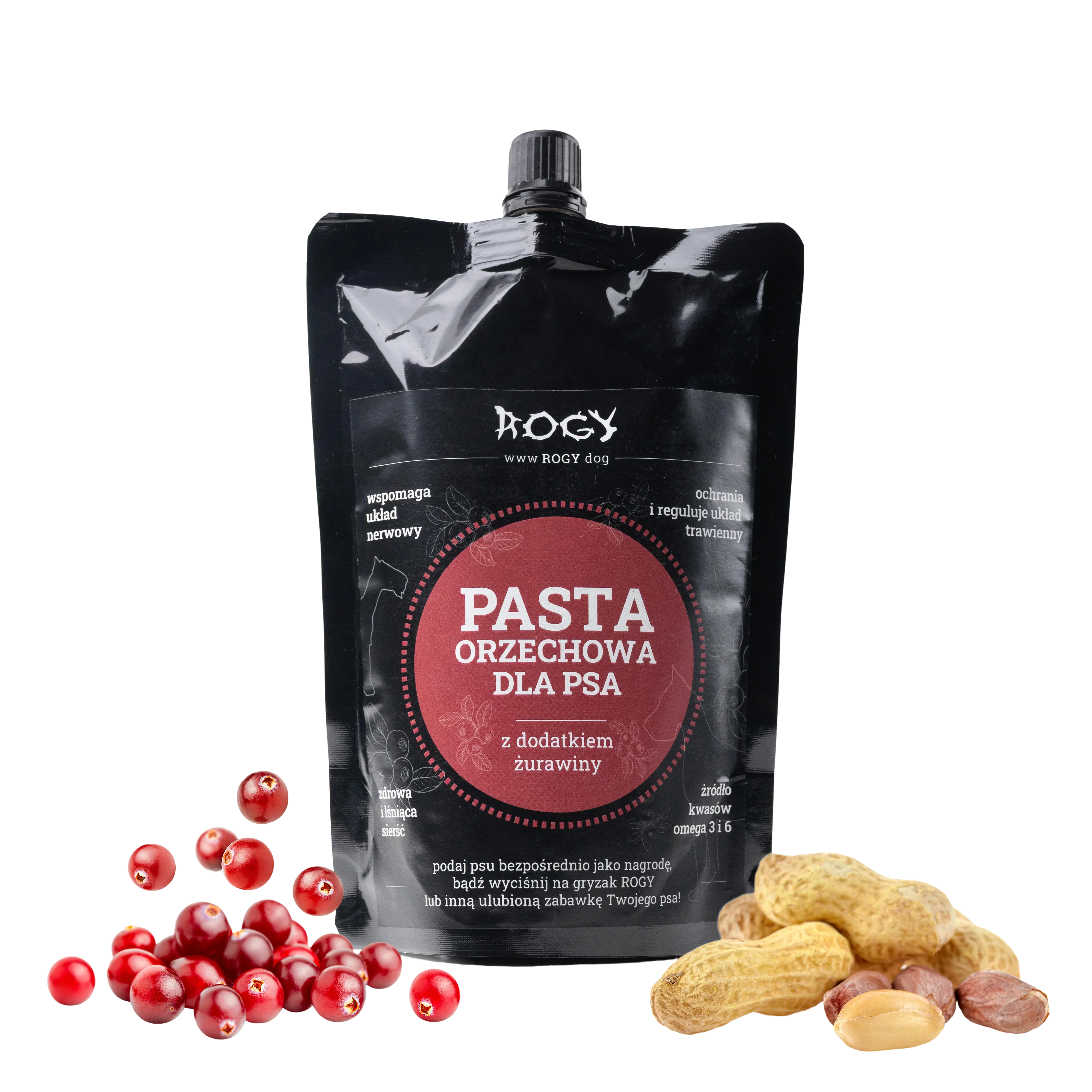 Rogy ořechová pasta pro psa s přídavkem brusinek 300g